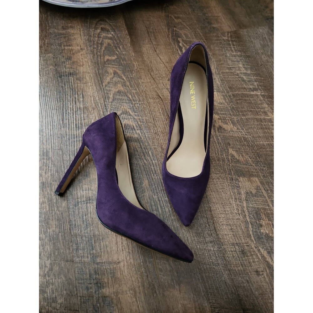 Nine West Purple Suede Pointed-Toe Stiletto Heels